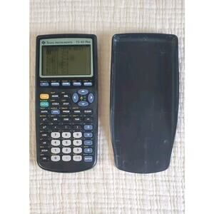 Texas Instruments TI-83 Plus Graphing Calculator Black With Cover- Working